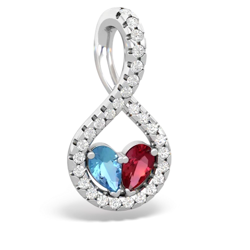 blue topaz-lab ruby pave twist pendant