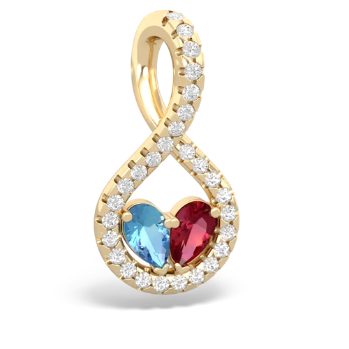 blue topaz-lab ruby pave twist pendant