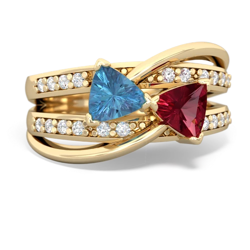 blue topaz-lab ruby couture ring