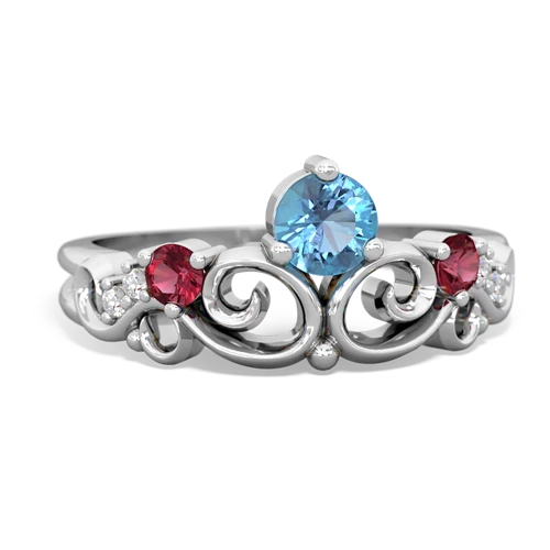 Blue Topaz Genuine Swiss Blue Topaz with Lab Created Ruby and  Crown Keepsake ring Ring