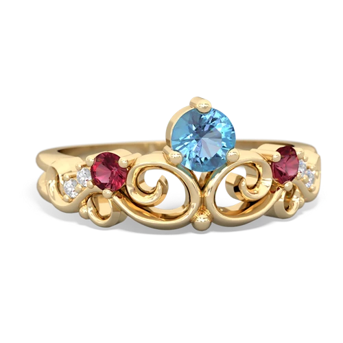 blue topaz-lab ruby crown keepsake ring