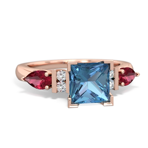Blue Topaz Genuine Swiss Blue Topaz with Lab Created Ruby and  Engagement ring Ring