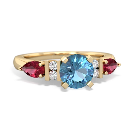 blue topaz-lab ruby engagement ring