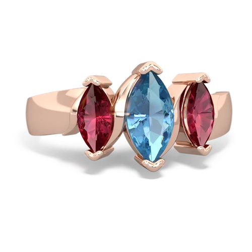 blue topaz-lab ruby keepsake ring