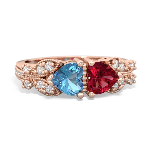 blue topaz-lab ruby keepsake butterfly ring