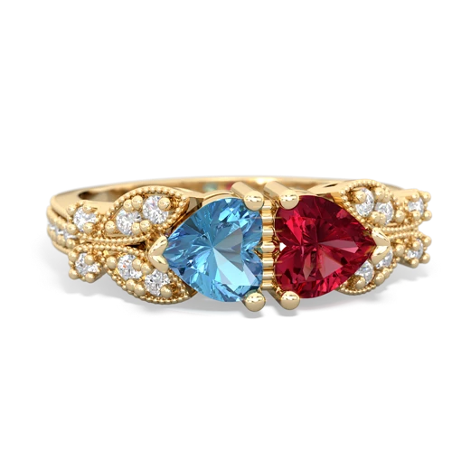 blue topaz-lab ruby keepsake butterfly ring