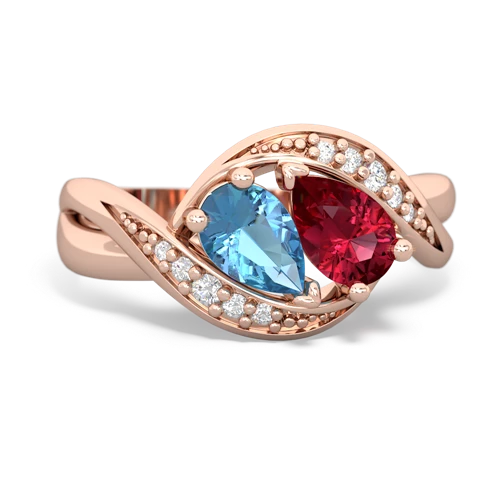 Blue Topaz Genuine Swiss Blue Topaz with Lab Created Ruby Summer Winds ring Ring