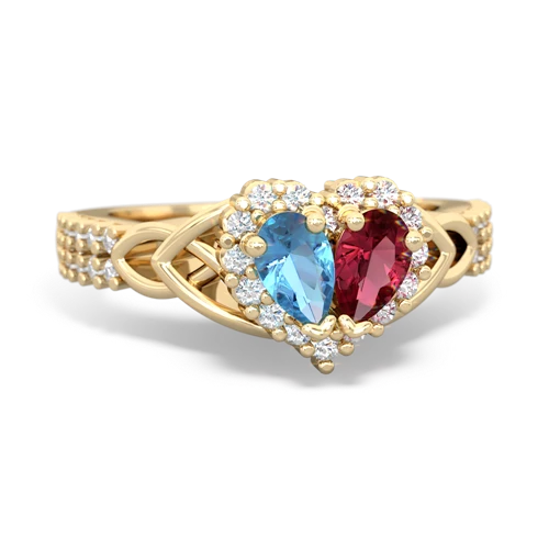 blue topaz-lab ruby keepsake engagement ring