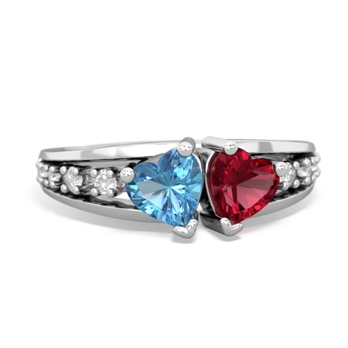 blue topaz-lab ruby modern ring