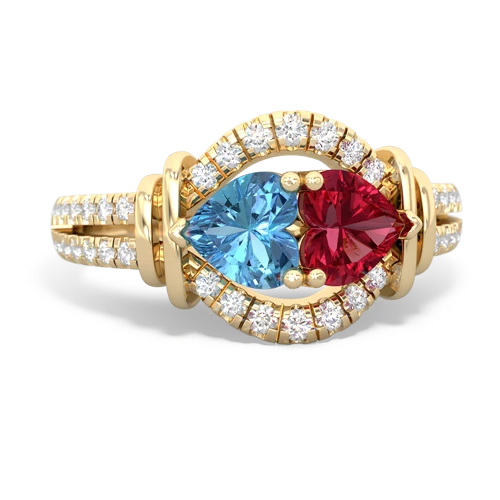 blue topaz-lab ruby pave keepsake ring