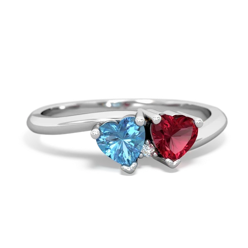Blue Topaz Genuine Swiss Blue Topaz with Lab Created Ruby Sweetheart's Promise ring Ring