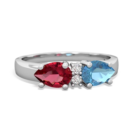 blue topaz-lab ruby timeless ring