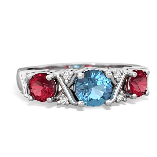 blue topaz-lab ruby timeless ring