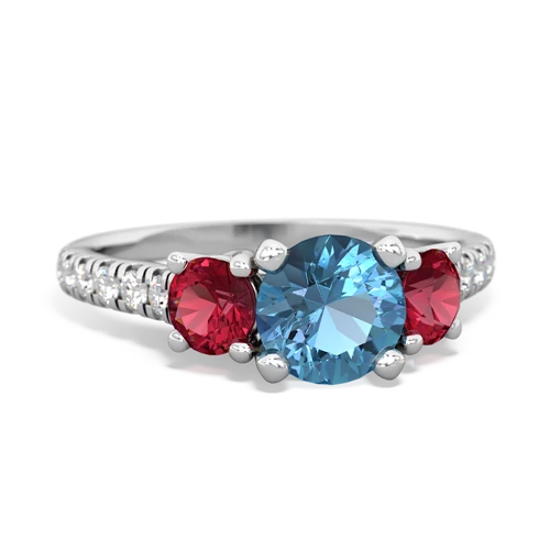 blue topaz-lab ruby trellis pave ring