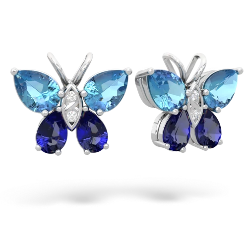 blue topaz-lab sapphire butterfly earrings