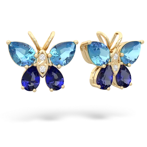 blue topaz-lab sapphire butterfly earrings