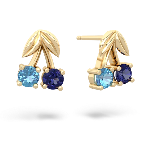 blue topaz-lab sapphire cherries earrings