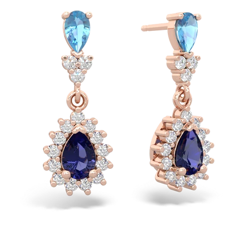 blue topaz-lab sapphire dangle earrings