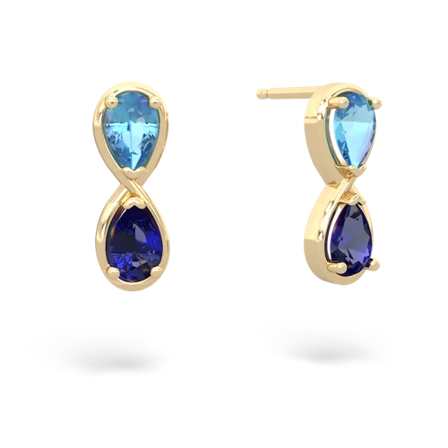 blue topaz-lab sapphire infinity earrings