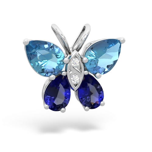 blue topaz-lab sapphire butterfly pendant