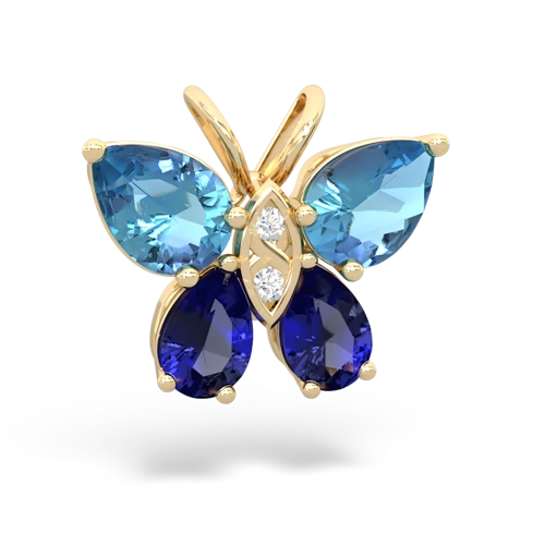blue topaz-lab sapphire butterfly pendant