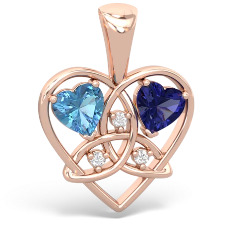 blue topaz-lab sapphire celtic heart pendant