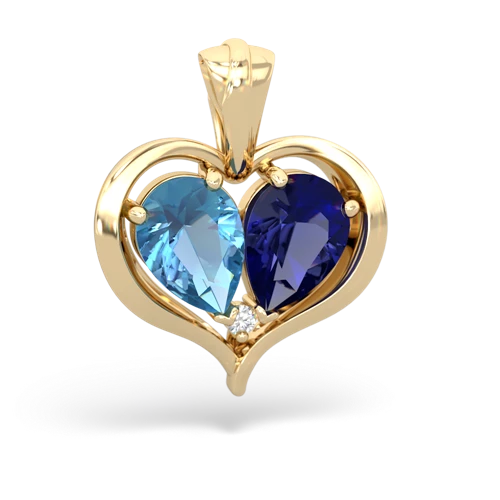 blue topaz-lab sapphire half heart whole pendant