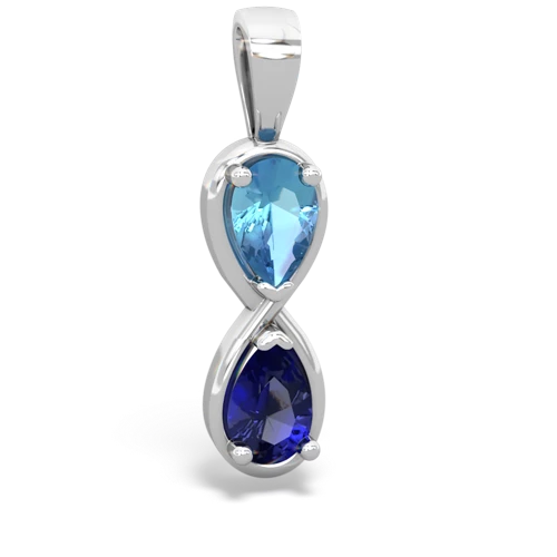 blue topaz-lab sapphire infinity pendant