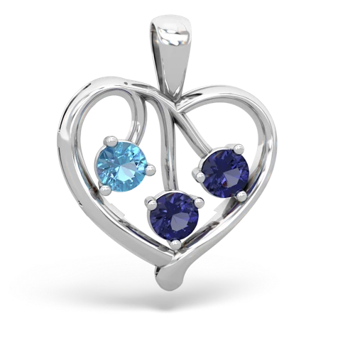 blue topaz-lab sapphire love heart pendant