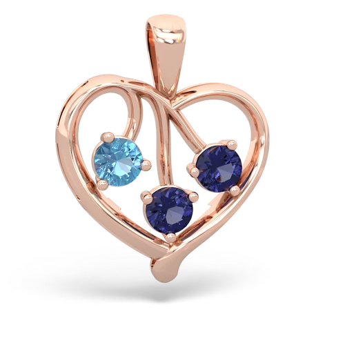 blue topaz-lab sapphire love heart pendant