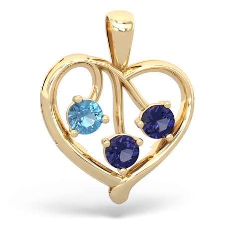 blue topaz-lab sapphire love heart pendant