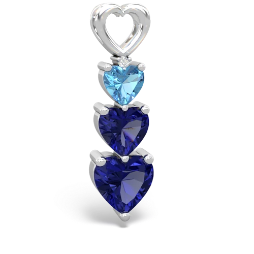 blue topaz-lab sapphire three stone pendant