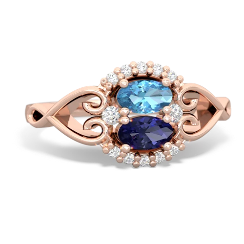 blue topaz-lab sapphire antique keepsake ring