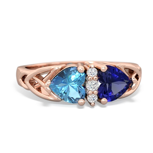 blue topaz-lab sapphire celtic ring