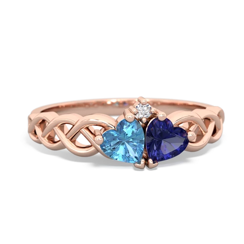 blue topaz-lab sapphire celtic braid ring