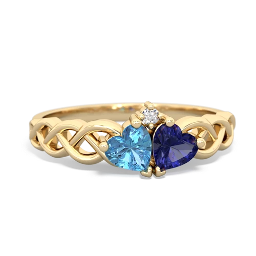 blue topaz-lab sapphire celtic braid ring