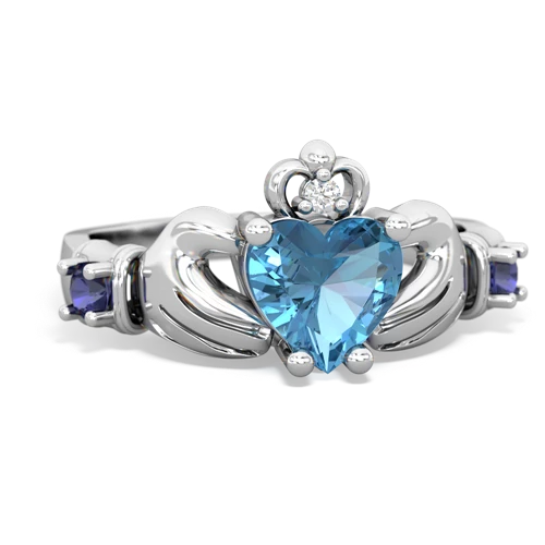 blue topaz-lab sapphire claddagh ring