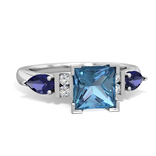 blue topaz-lab sapphire engagement ring