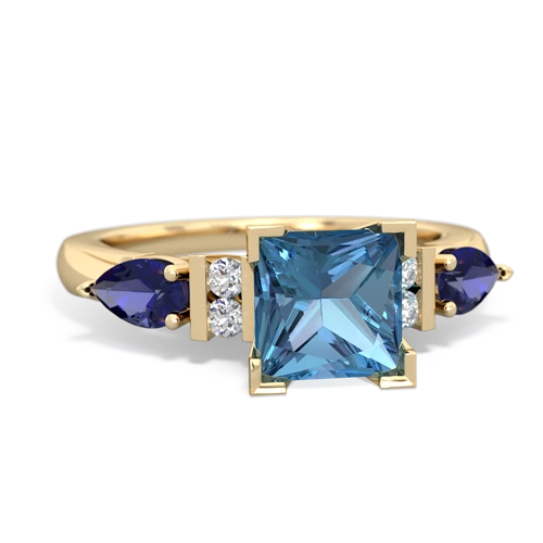 blue topaz-lab sapphire engagement ring