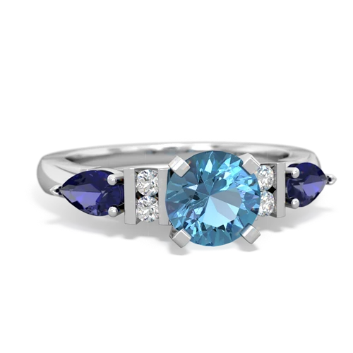 blue topaz-lab sapphire engagement ring