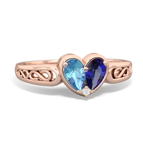 blue topaz-lab sapphire filligree ring
