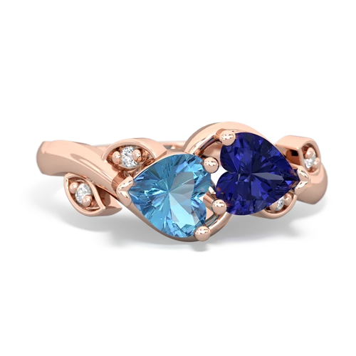 blue topaz-lab sapphire floral keepsake ring