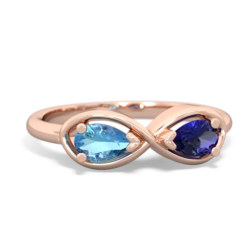 blue topaz-lab sapphire infinity ring