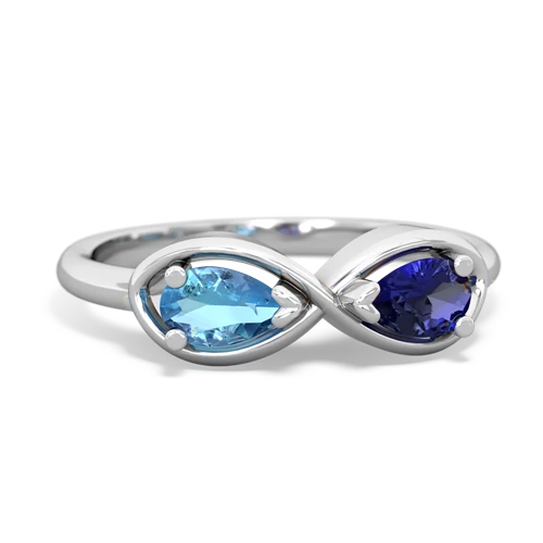 blue topaz-lab sapphire infinity ring