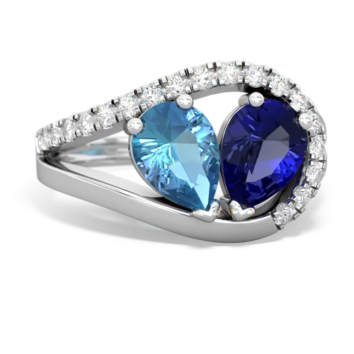 blue topaz-lab sapphire pave heart ring