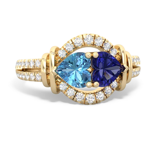 blue topaz-lab sapphire pave keepsake ring