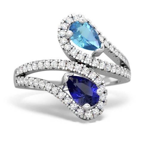 blue topaz-lab sapphire pave swirls ring