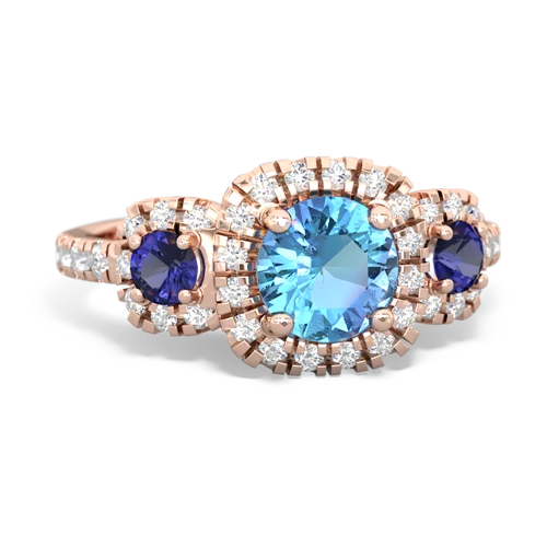 Blue Topaz Genuine Swiss Blue Topaz with Lab Created Sapphire and Genuine Amethyst Regal Halo ring Ring