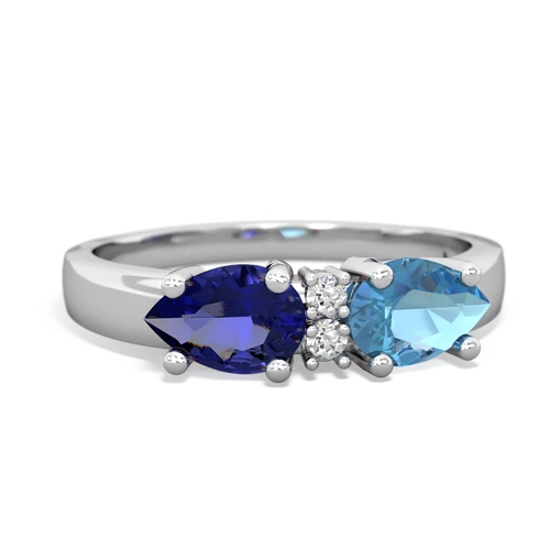 blue topaz-lab sapphire timeless ring