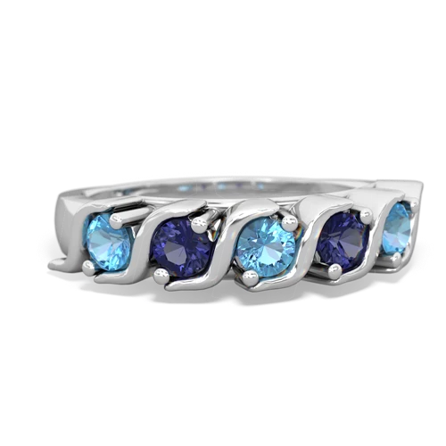 blue topaz-lab sapphire timeless ring